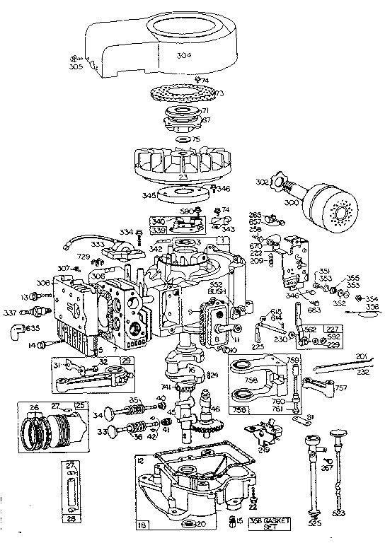Replacement Parts Diagram and Parts List for 251700-251799 0139-01 Briggs and Stratton Engine